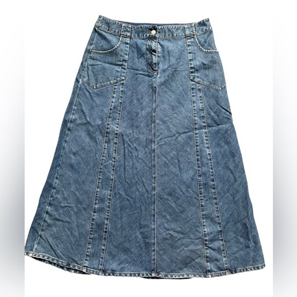 J. Jill Dresses & Skirts - J Jill Denim Jean Midi Skirt Size Blue with Pockets size 12.